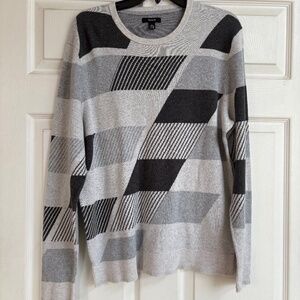 Men's Alfani Grey And White Sweater